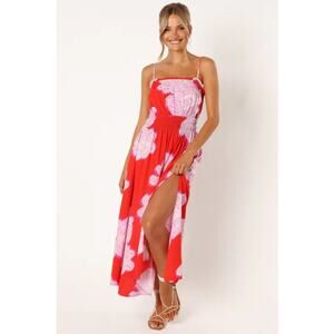 Petal & Pup Sybel Midi Dress Size Medium in Red Pink Floral